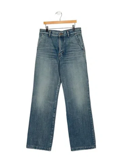 Pre-owned Saint Laurent High-rise Wide Leg Jeans In Blue