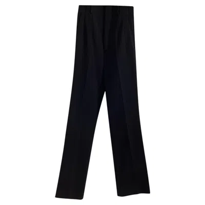 Pre-owned Saint Laurent High-rise Wide-leg Trousers In Black Wool