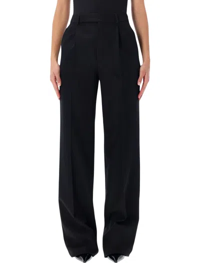 Saint Laurent Wool And Mohair Wide-leg Pants In Black