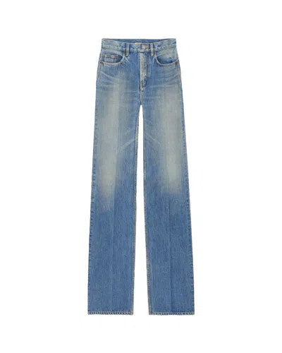 Saint Laurent High-waisted Five-pocket Jeans With Button And Zip Closure In Blue
