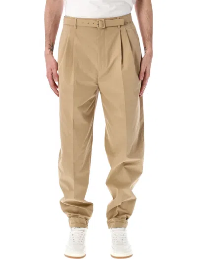 Saint Laurent High-waisted Slim-fit Carrot Leg Trousers - Size 48 In Beige