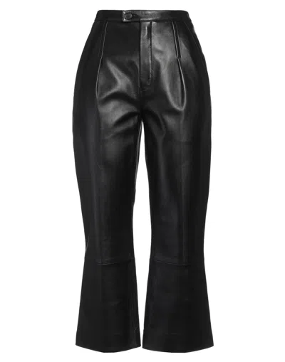 Saint Laurent High-waisted Straight-leg Leather Pants In Black