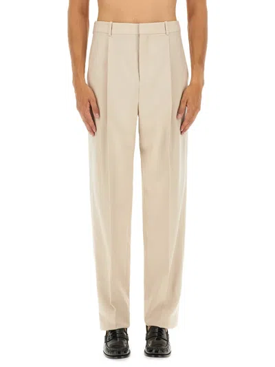 Saint Laurent High-waisted Wool Pants In Neutral