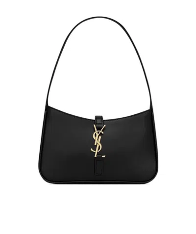 Saint Laurent Hobo Leather Mini Bag In Black