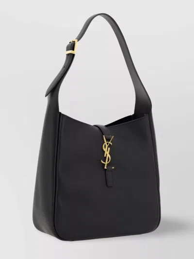 Saint Laurent Hobo Leather Shoulder Bag In Black