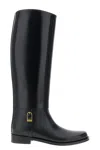 Saint Laurent Black Horny Leather Boots In Black