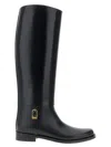 Saint Laurent Julia Glossed Leather Knee-high Boots In Black