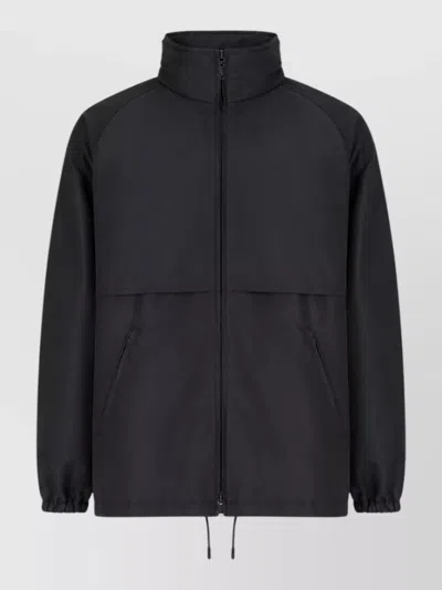 Saint Laurent Hooded Jacket Drawstring Hem Side Pockets In Black