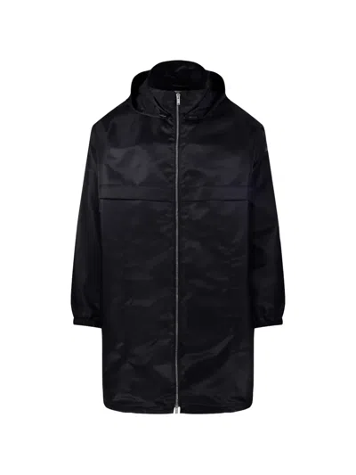 Saint Laurent Hooded Logo-print Jacket In Black