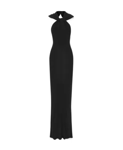 Saint Laurent Hooded Long Dress In Black