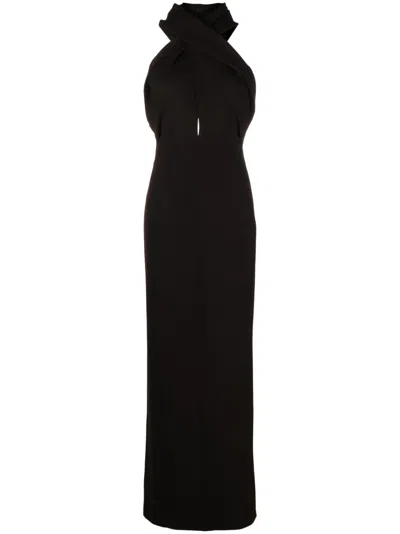 Saint Laurent Hooded Maxi Dress In Black