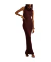 Saint Laurent Hooded Maxi Dress In Brown