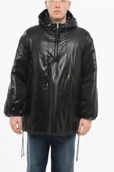 SAINT LAURENT HOODED PADDED ANORAK WITH DRAWSTRINGED HEM