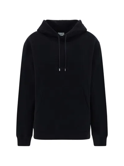 Saint Laurent Logo-print Drawstring Hoodie In Black