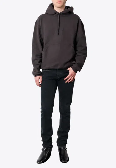 Saint Laurent Hooded Sweatshirt With Embroidered-logo In Black