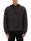 Saint Laurent Hooded Sweatshirt With Logo In Gray