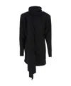 Saint Laurent Hooded Wool Dress In Black
