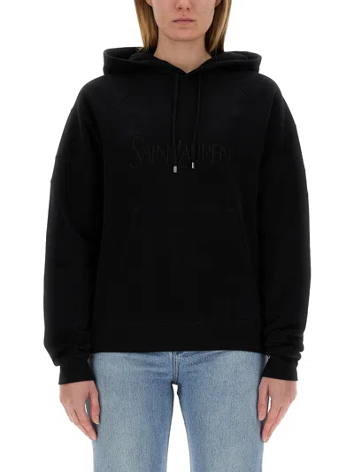 Saint Laurent Hoodie In Black