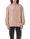 Saint Laurent Oversized Hoodie With Kangaroo Pocket And Ribbed Finish In Nude Rose