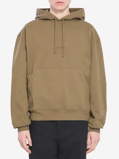 Saint Laurent Hoodie With Logo In Green