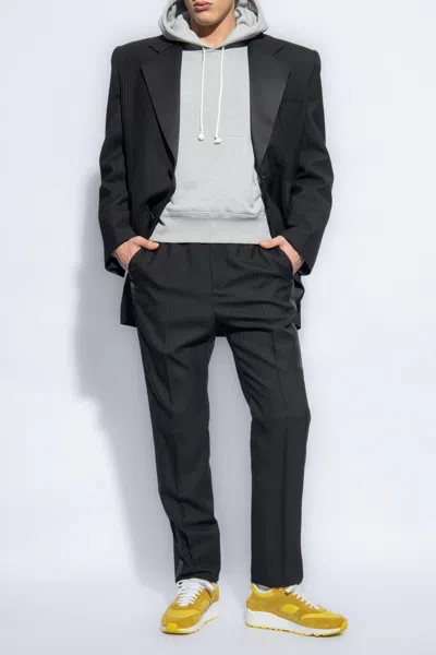 Saint Laurent Hoodie With Logo In Grey