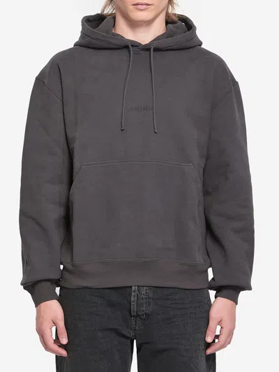 Saint Laurent Hoodie With Logo In Cotton In Gray