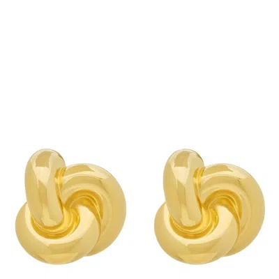 Saint Laurent Hook Detailed Knot Earrings In Gold