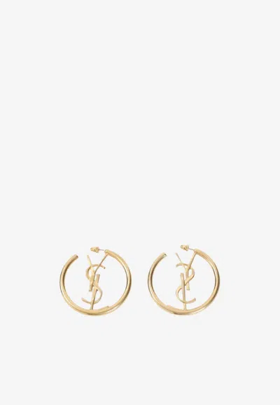Saint Laurent Hoop Cassandre Earrings In Gold