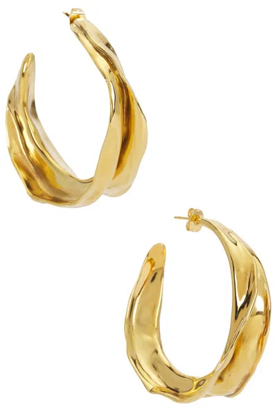 Saint Laurent Hoop Earrings In Or Laiton