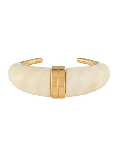 Pre-owned Saint Laurent 'horn' Cuff Bangle, 7" In White