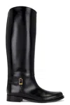Saint Laurent Black Horny Leather Boots In Black