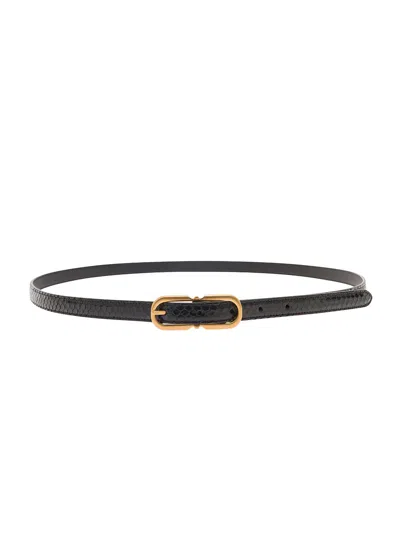 Saint Laurent Horseshoe Buckle Belt In Black Leather Man In Multicolor