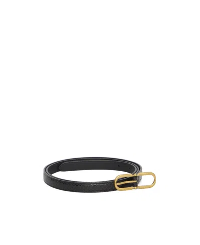 Saint Laurent Horseshoe-buckle Leather Belt In Black