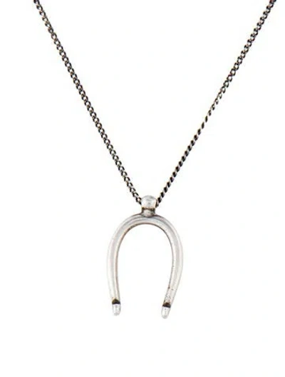 Pre-owned Saint Laurent Horseshoe Pendant Necklace, 20" In Multi