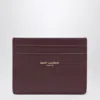 Saint Laurent Hot Wine Leather Credit Card Holder In Red