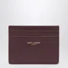 Saint Laurent Hot Wine Leather Credit Card Holder In Brown