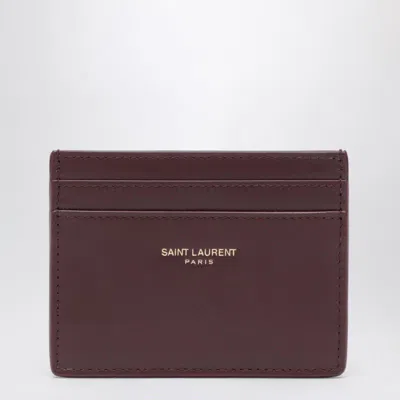 Saint Laurent Hot Wine Leather Credit Card Holder In Brown