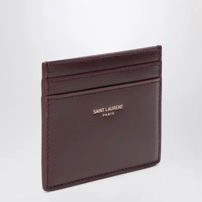 Saint Laurent Hot Wine Leather Credit Card Holder Women