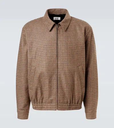 Saint Laurent Houndstooth Blouson In Brown