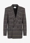 Saint Laurent Houndstooth Double-breasted Blazer In Multi