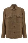 Saint Laurent Houndstooth Overshirt In Brown