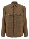 Saint Laurent Houndstooth Overshirt Shirt And Blouse Brown In Brown