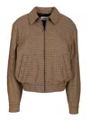 Saint Laurent Houndstooth Padded Jacket Jackets Brown In Brown