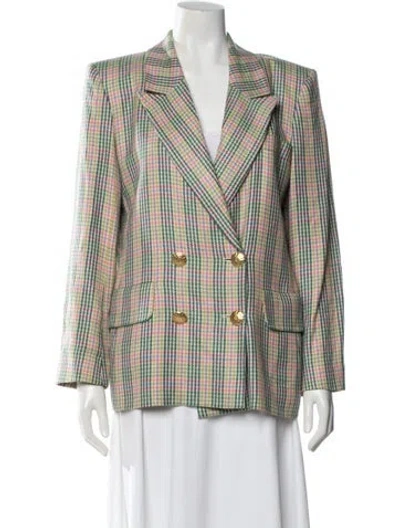 Pre-owned Saint Laurent Houndstooth Print Blazer In Green