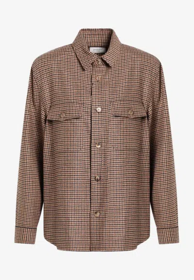 SAINT LAURENT HOUNDSTOOTH WOOL-BLEND SHIRT