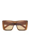 Saint Laurent Howl Rectangular Sunglasses Nylon Lenses Temples In Brown