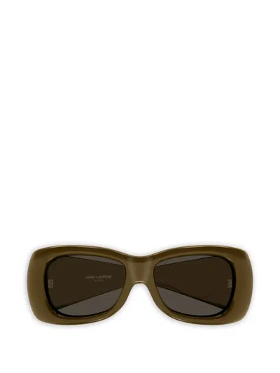 Saint Laurent Howl Oval-frame Sunglasses In Brown