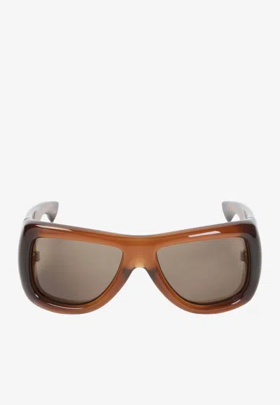 Saint Laurent Howl Oversized Pillow Sunglasses In Brown
