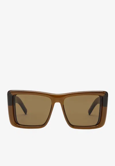 Saint Laurent Howl Oversized Square Sunglasses In Green