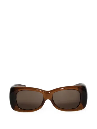 Saint Laurent Howl Rectangle-frame Sunglasses In Brown
